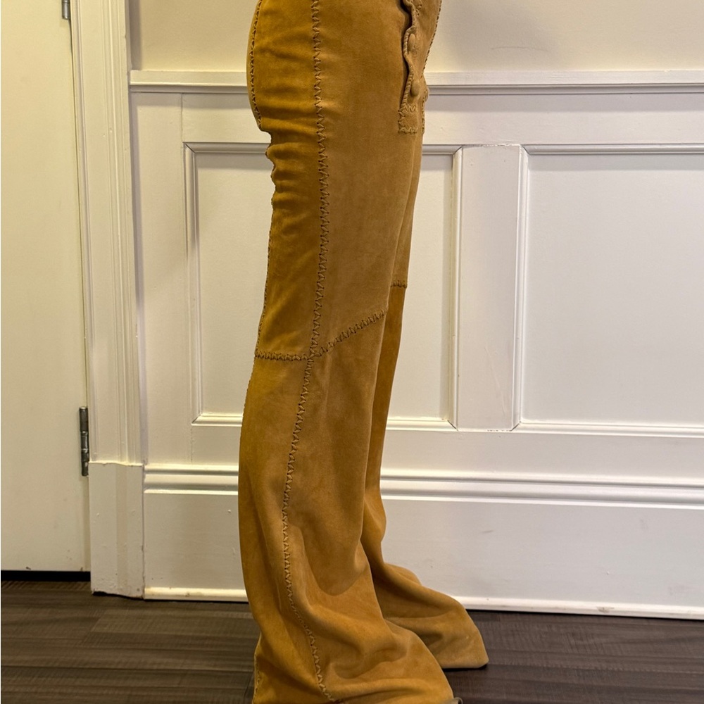 VTG 1970s North Beach Leather Whipstitch Leather Pants Ladies Fit Like Women’s 2 - Picture 3 of 5